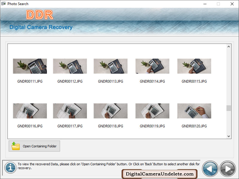Screenshot of Digital Camera Photo Undelete Software