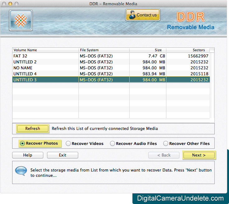 Removable Media Data Recovery Storage Media