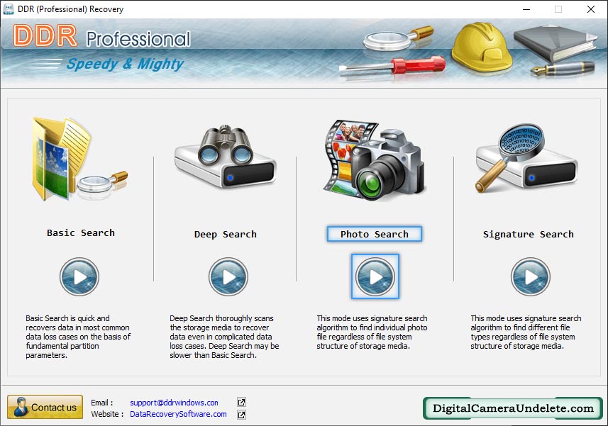 DDR Professional Data Recovery Select any Search to Recover Data